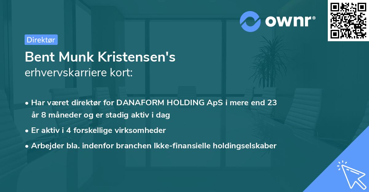 Bent Munk Kristensen's erhvervskarriere kort