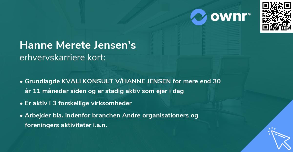 Hanne Merete Jensen's erhvervskarriere kort