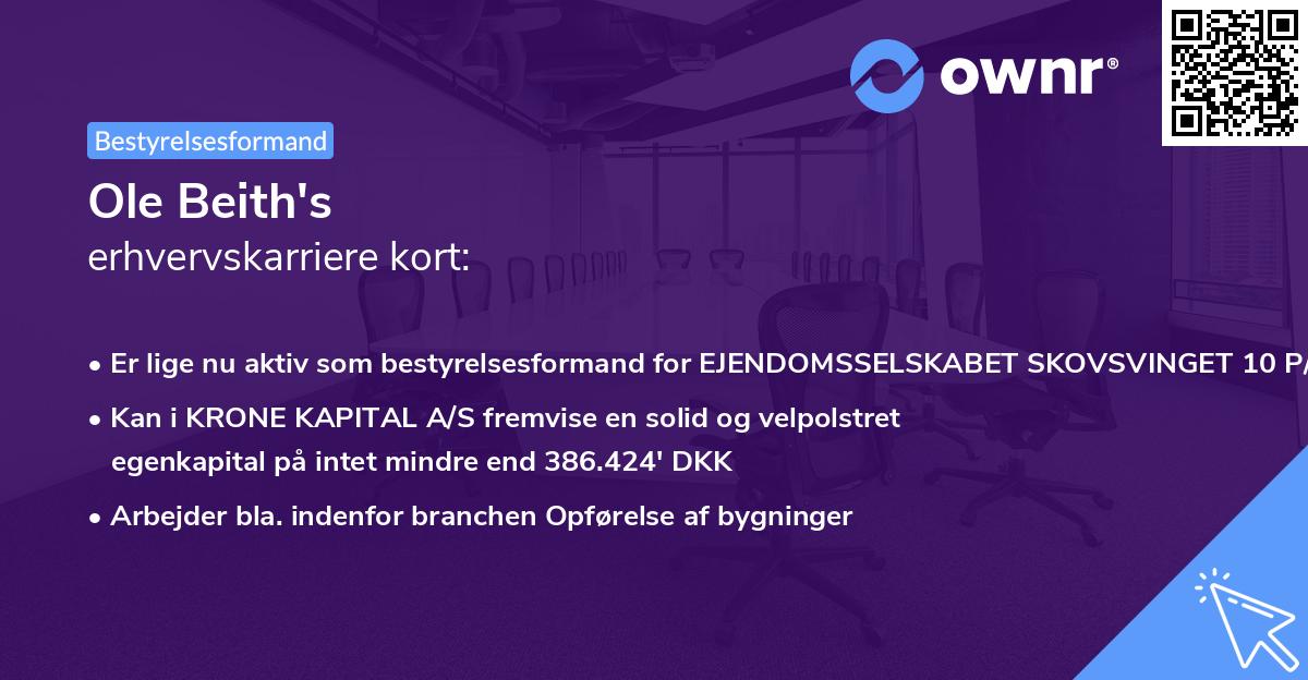 Ole Beith's erhvervskarriere kort