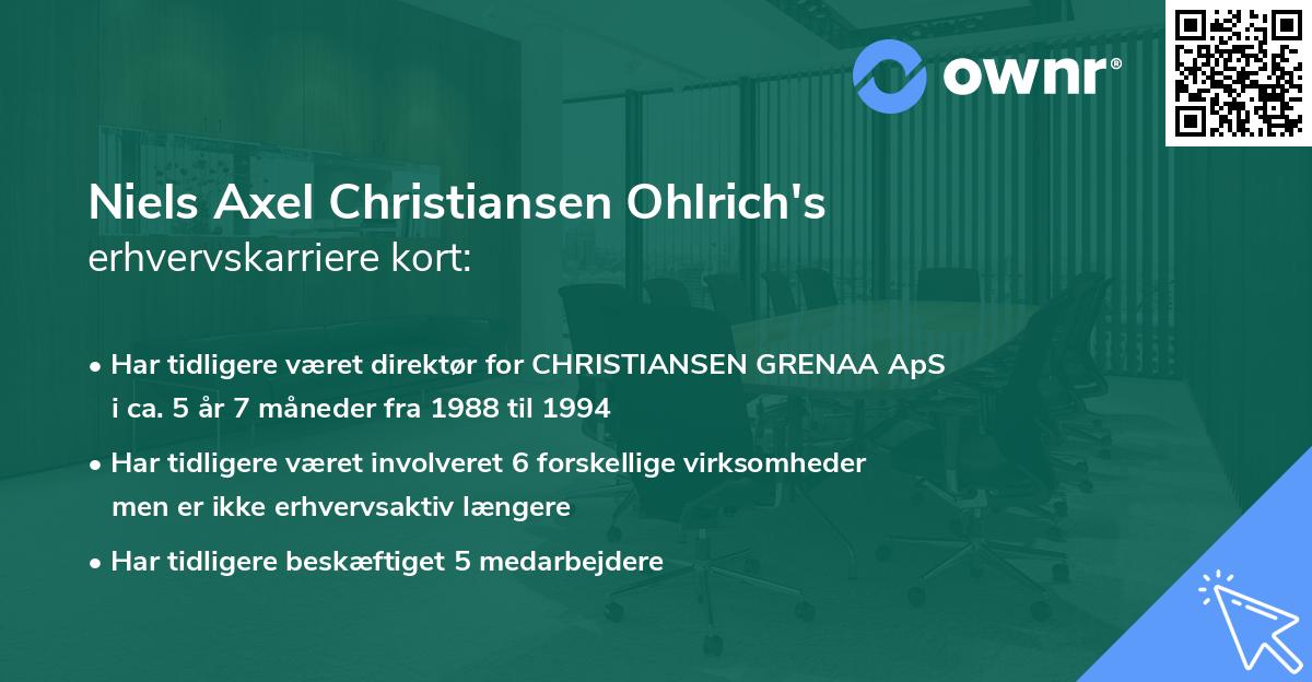 Niels Axel Christiansen Ohlrich's erhvervskarriere kort