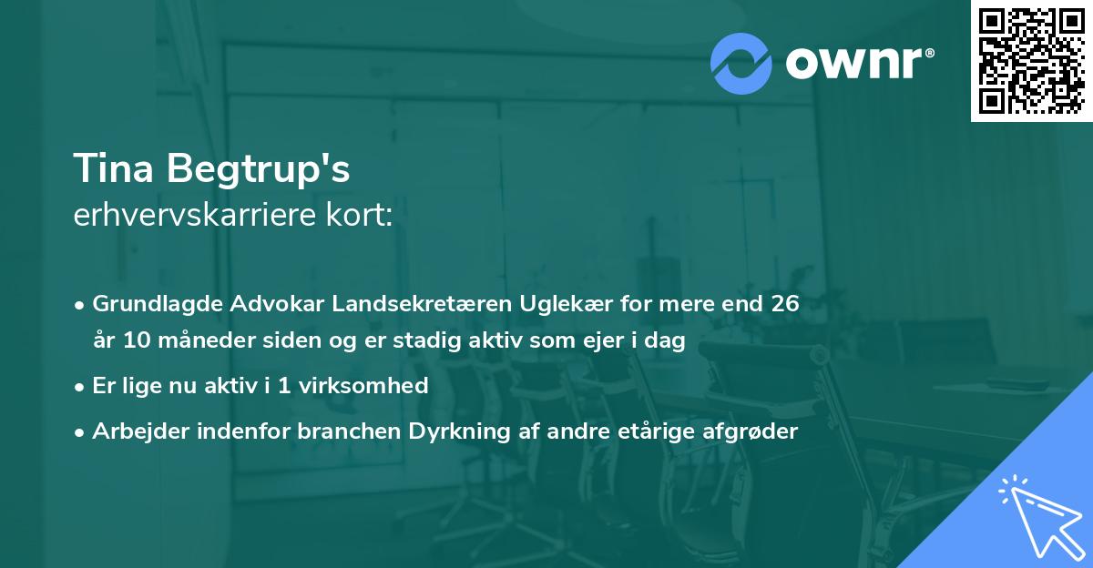 Tina Begtrup's erhvervskarriere kort