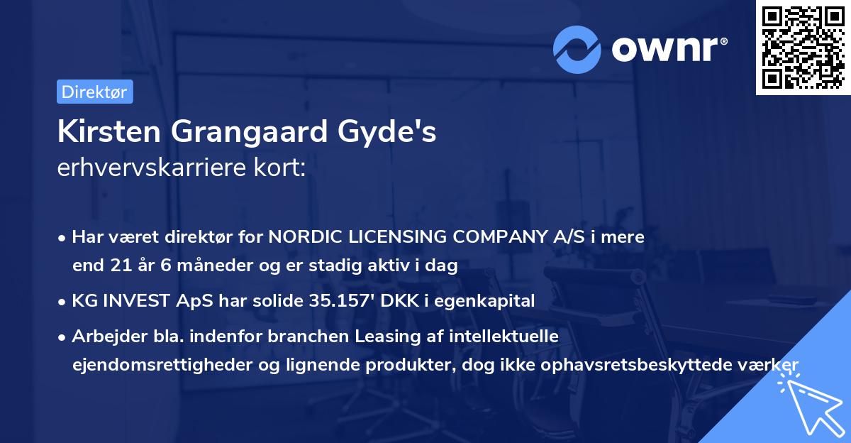 Kirsten Grangaard Gyde's erhvervskarriere kort