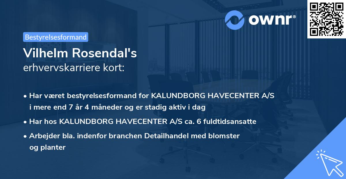 Vilhelm Rosendal's erhvervskarriere kort