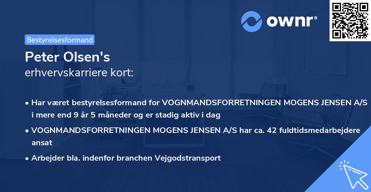 Peter Olsen's erhvervskarriere kort