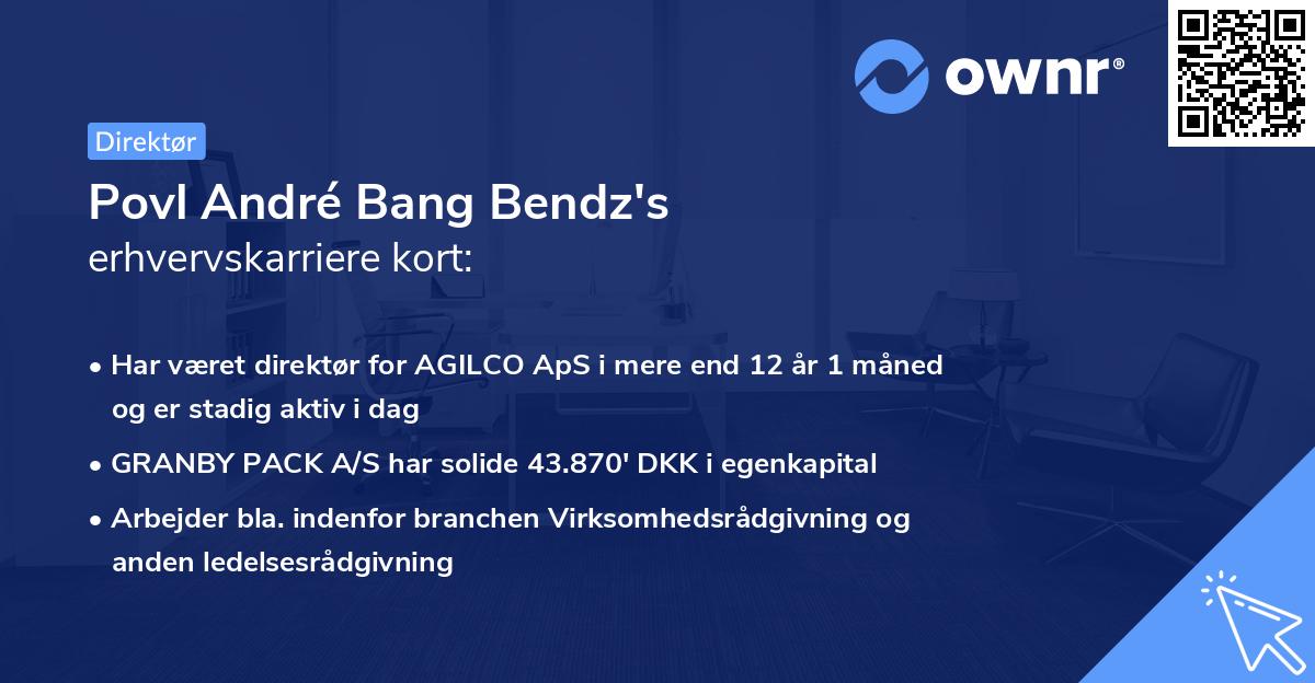 Povl André Bang Bendz's erhvervskarriere kort