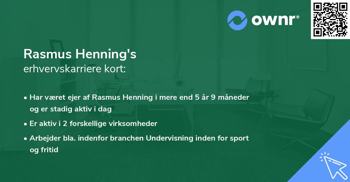 Rasmus Henning's erhvervskarriere kort