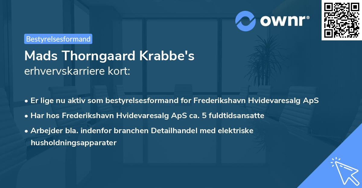 Mads Thorngaard Krabbe's erhvervskarriere kort