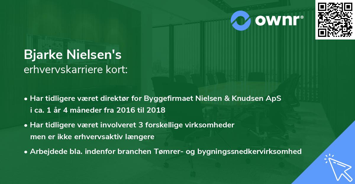 Bjarke Nielsen's erhvervskarriere kort