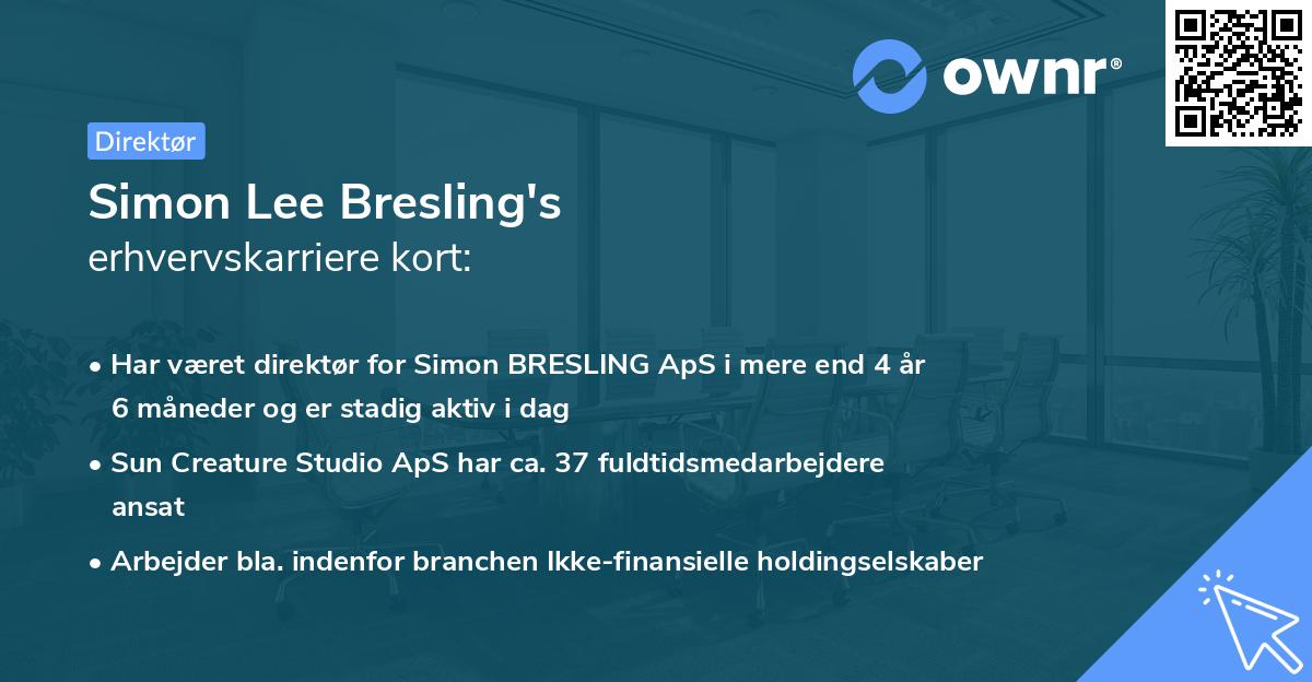 Simon Lee Bresling's erhvervskarriere kort