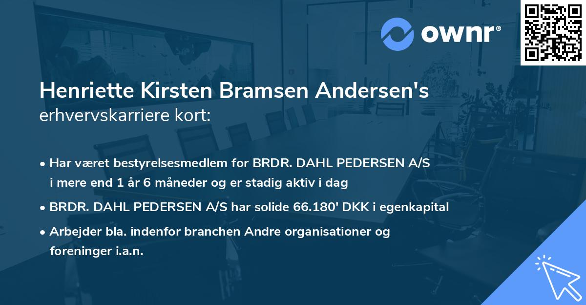 Henriette Kirsten Bramsen Andersen's erhvervskarriere kort