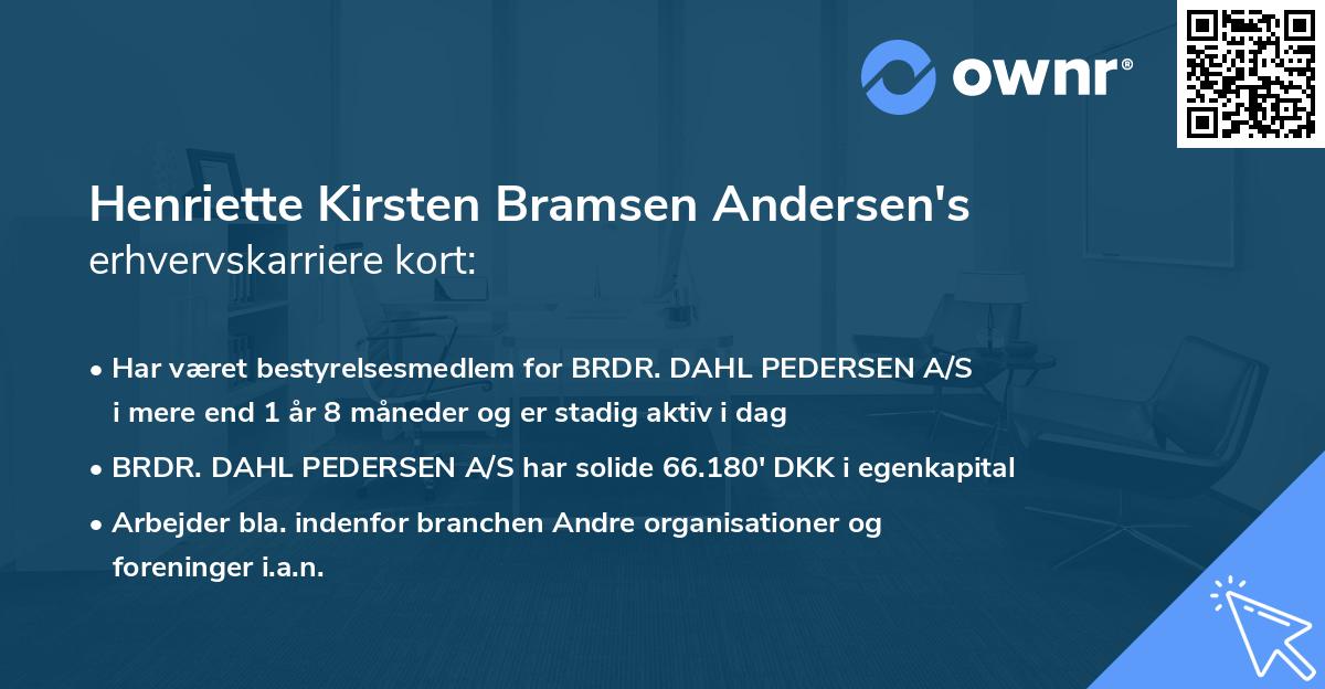 Henriette Kirsten Bramsen Andersen's erhvervskarriere kort