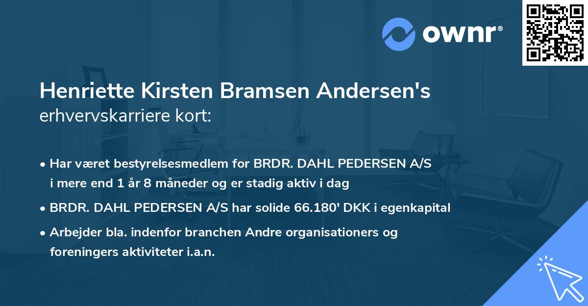 Henriette Kirsten Bramsen Andersen's erhvervskarriere kort