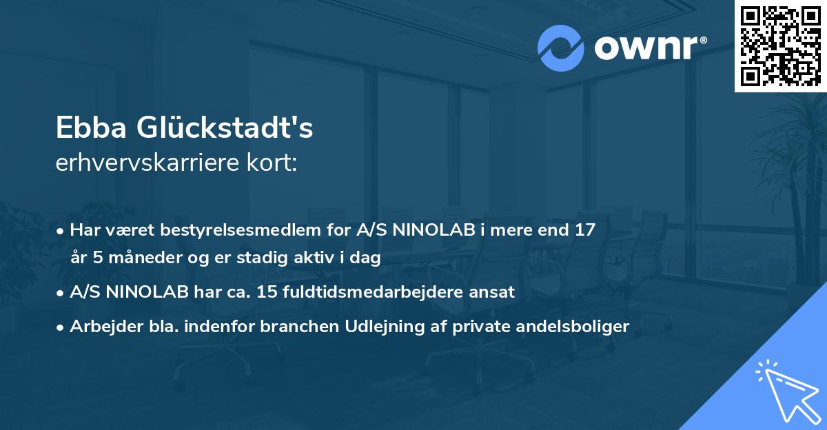 Ebba Glückstadt's erhvervskarriere kort