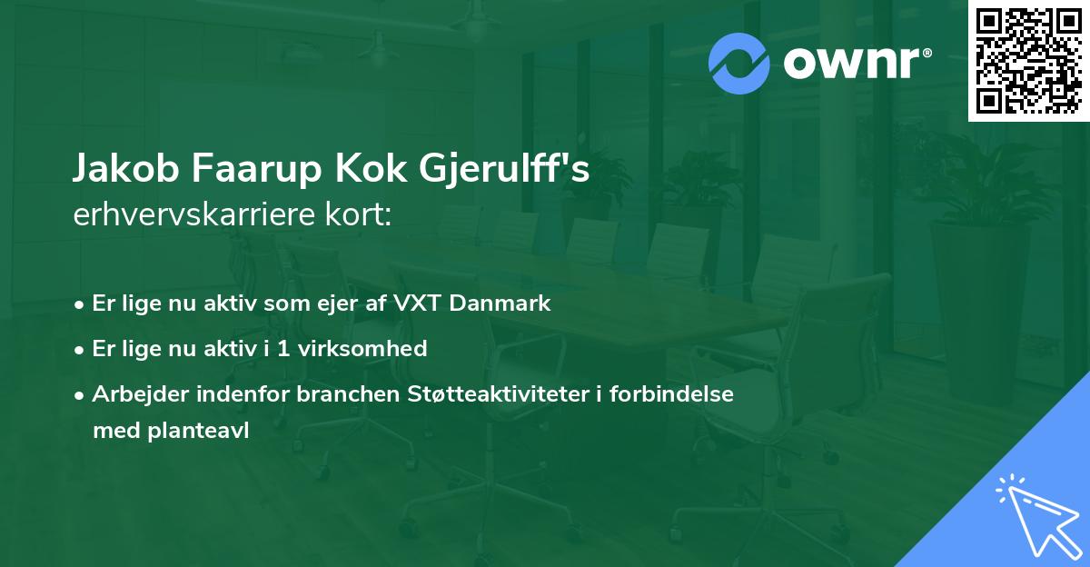 Jakob Faarup Kok Gjerulff's erhvervskarriere kort
