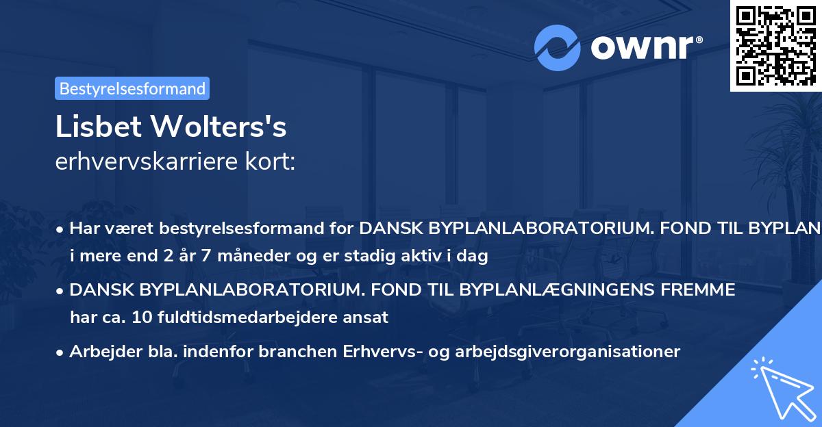 Lisbet Wolters's erhvervskarriere kort