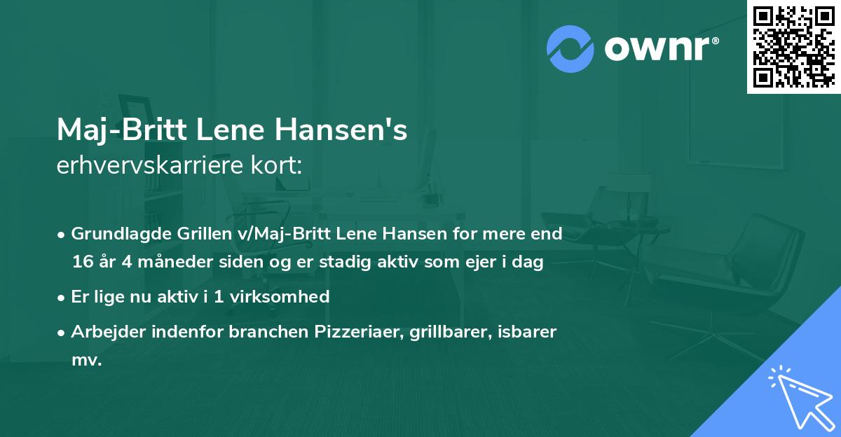 Maj-Britt Lene Hansen's erhvervskarriere kort