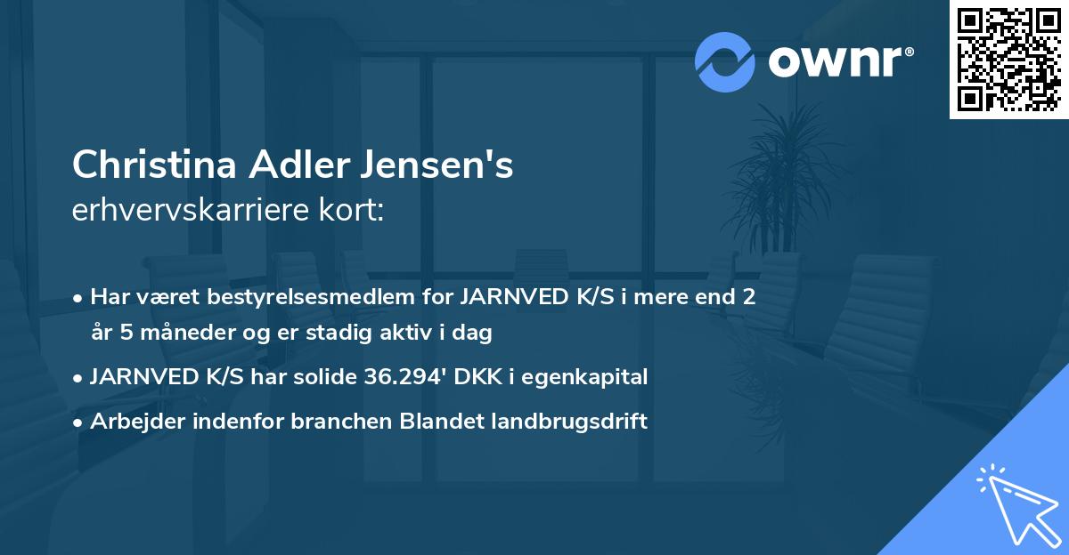 Christina Adler Jensen's erhvervskarriere kort