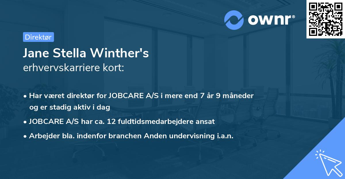 Jane Stella Winther's erhvervskarriere kort
