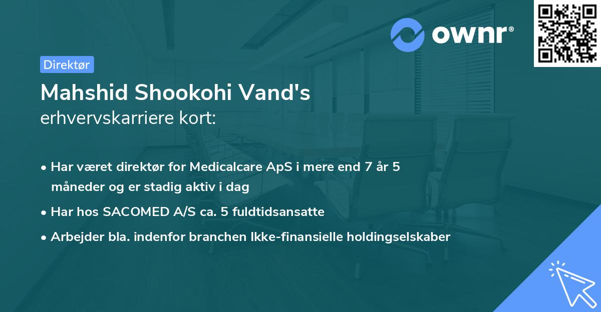 Mahshid Shookohi Vand's erhvervskarriere kort