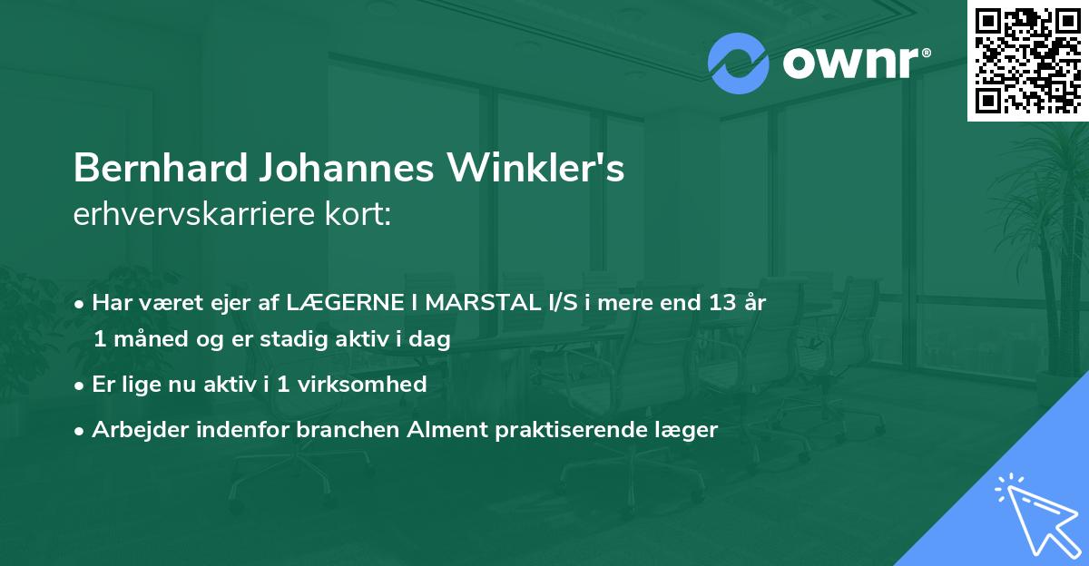 Bernhard Johannes Winkler's erhvervskarriere kort