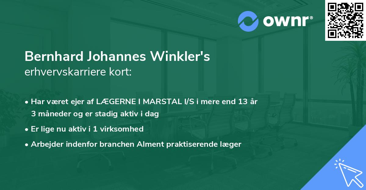 Bernhard Johannes Winkler's erhvervskarriere kort