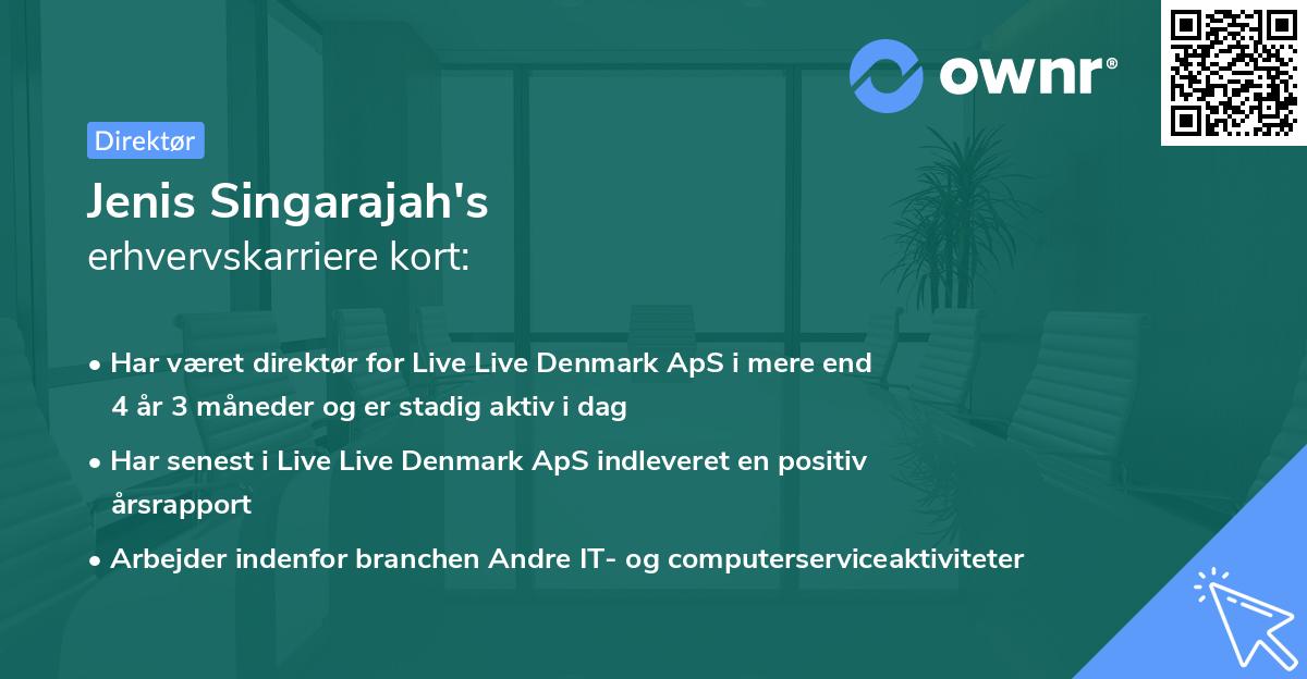 Jenis Singarajah's erhvervskarriere kort