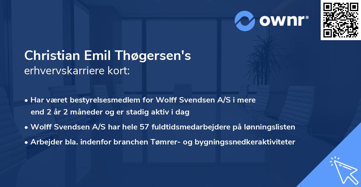 Christian Emil Thøgersen's erhvervskarriere kort