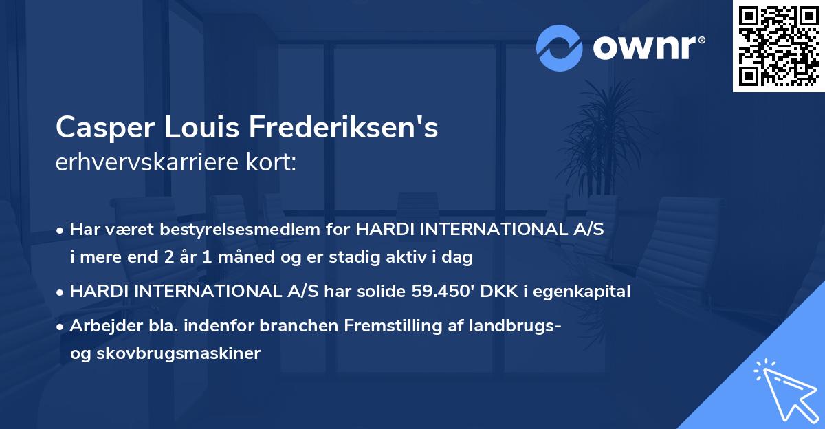 Casper Louis Frederiksen's erhvervskarriere kort