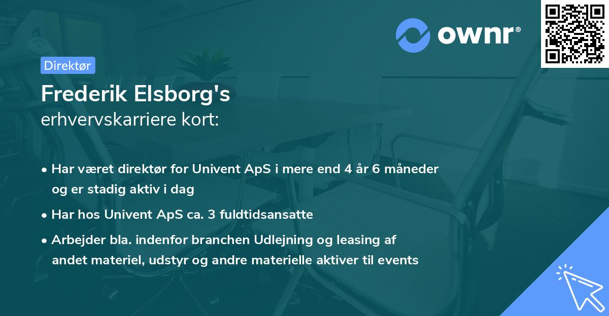 Frederik Elsborg's erhvervskarriere kort