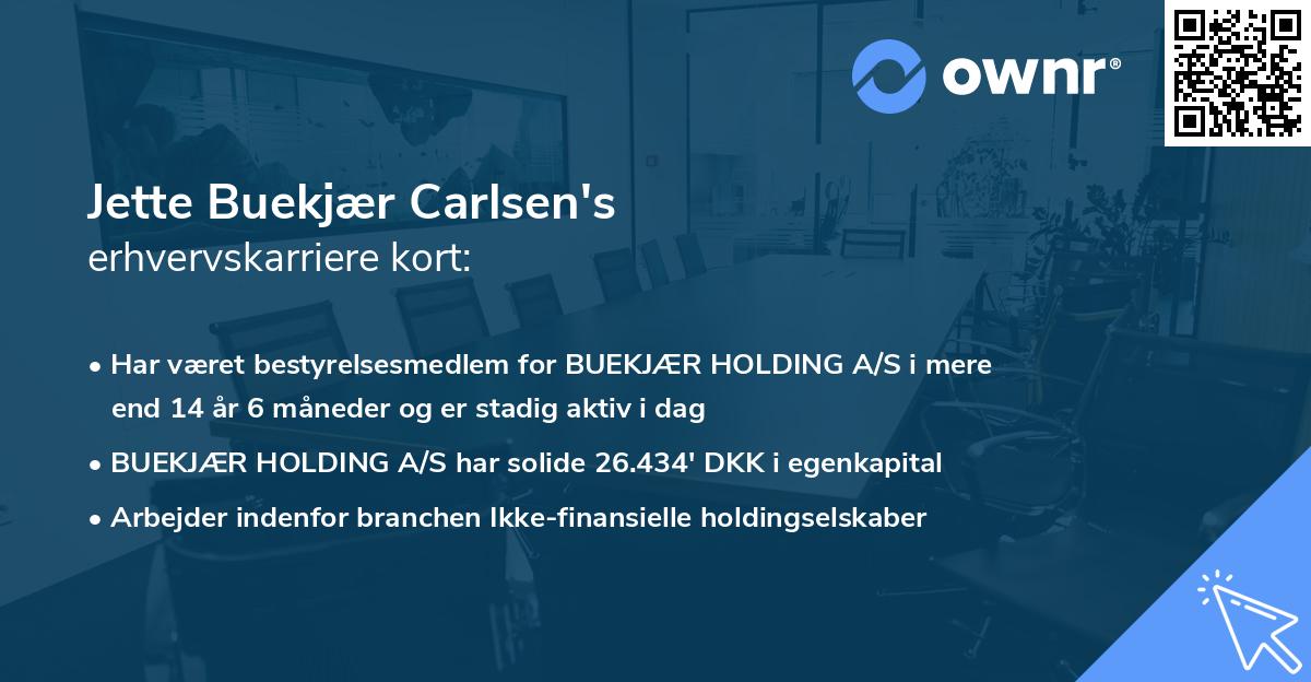 Jette Buekjær Carlsen's erhvervskarriere kort