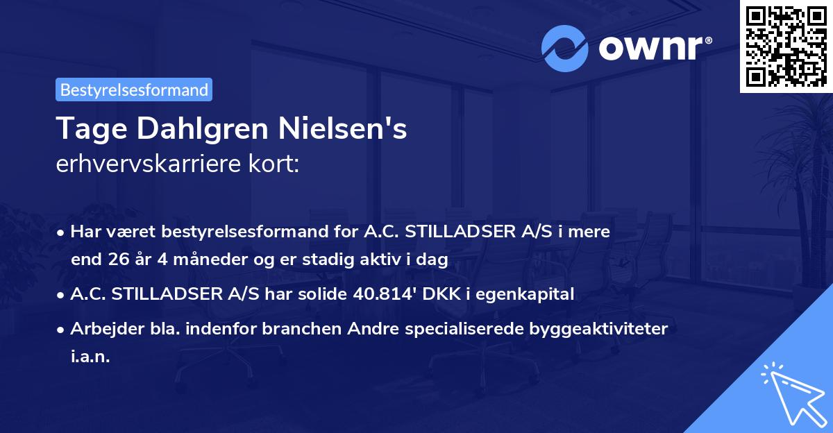 Tage Dahlgren Nielsen's erhvervskarriere kort