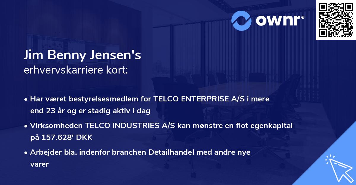 Jim Benny Jensen's erhvervskarriere kort