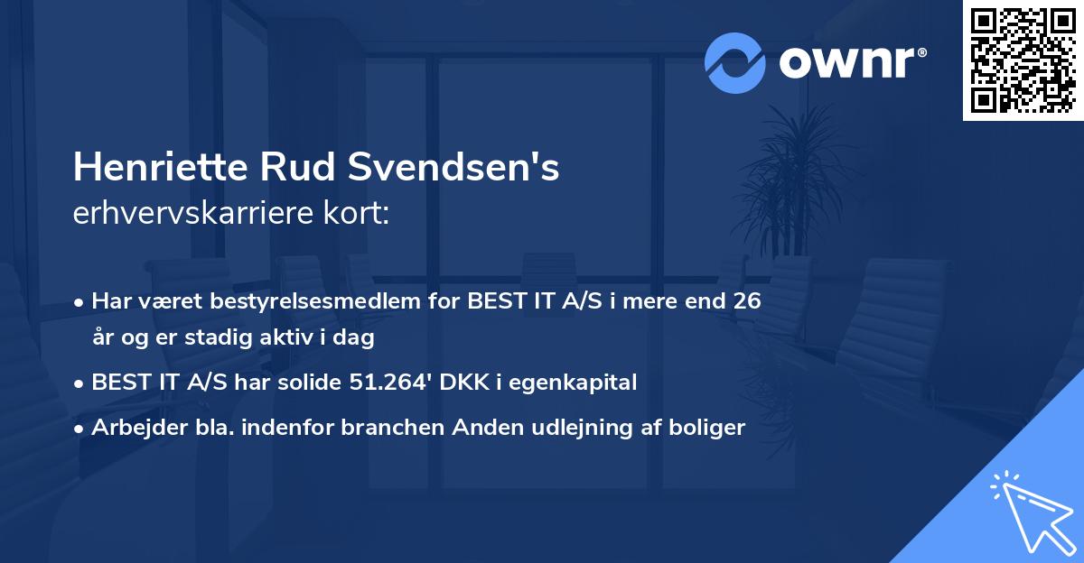 Henriette Rud Svendsen's erhvervskarriere kort