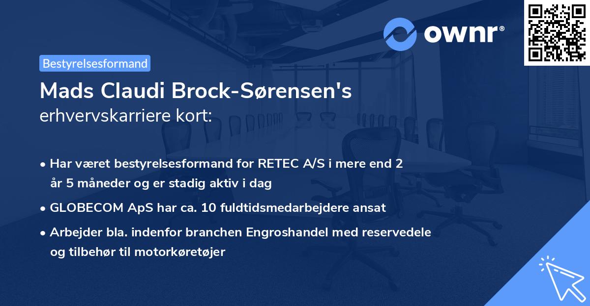 Mads Claudi Brock-Sørensen's erhvervskarriere kort