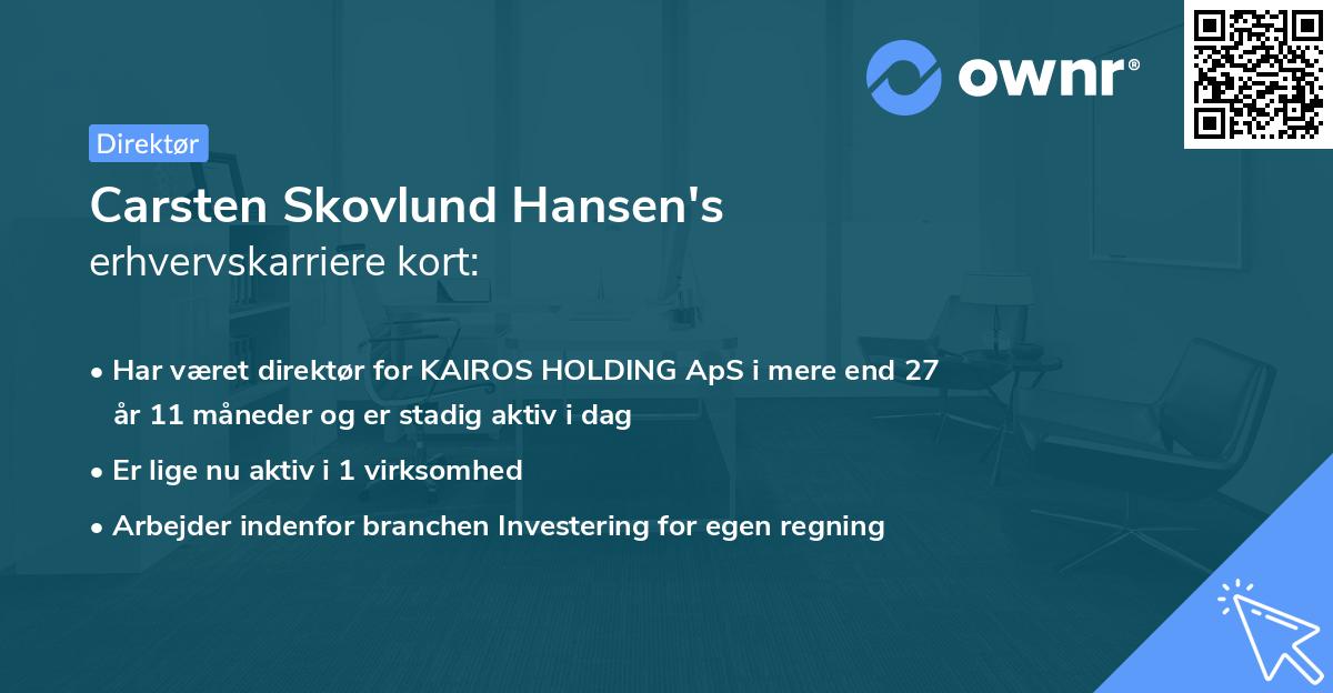 Carsten Skovlund Hansen's erhvervskarriere kort