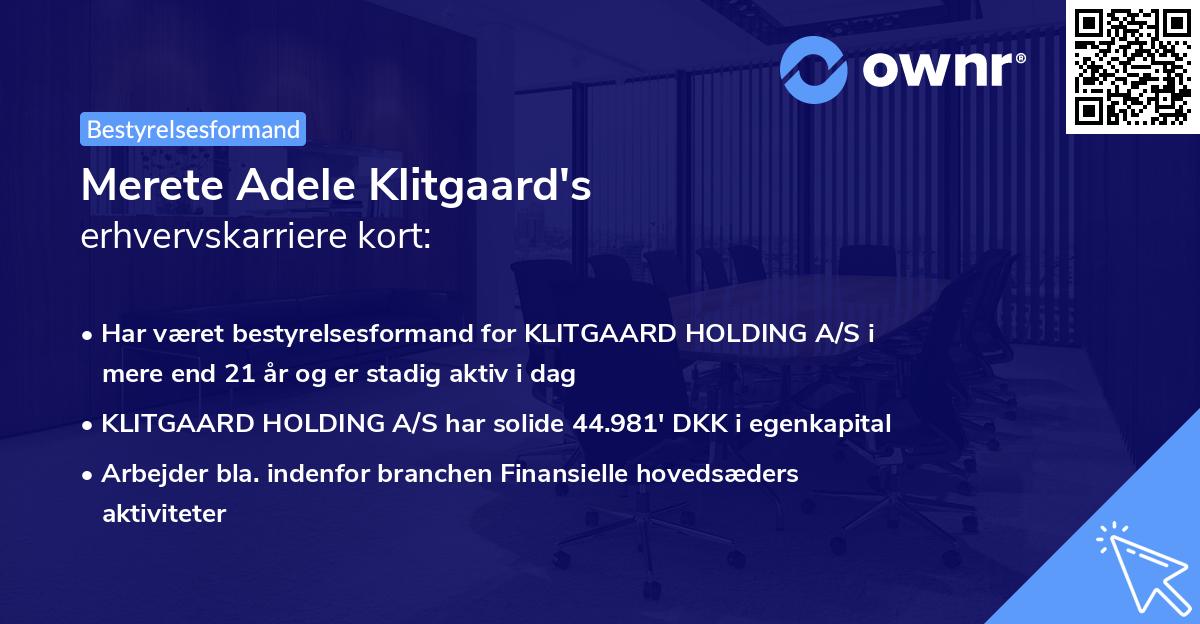 Merete Adele Klitgaard's erhvervskarriere kort