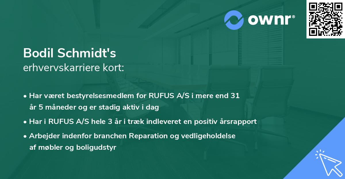 Bodil Schmidt's erhvervskarriere kort
