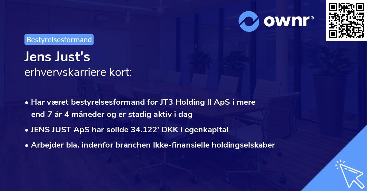Jens Just's erhvervskarriere kort
