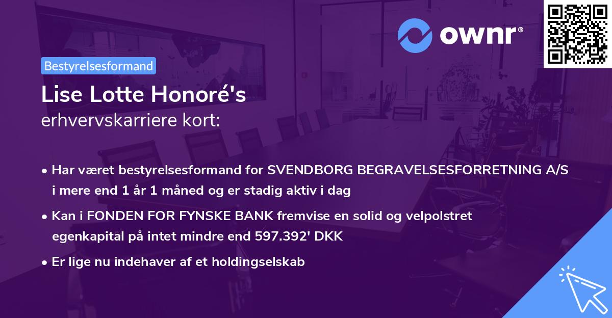 Lise Lotte Honoré's erhvervskarriere kort