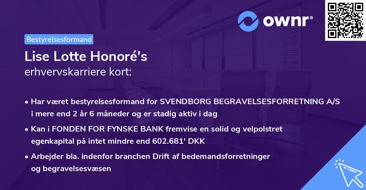 Lise Lotte Honoré's erhvervskarriere kort