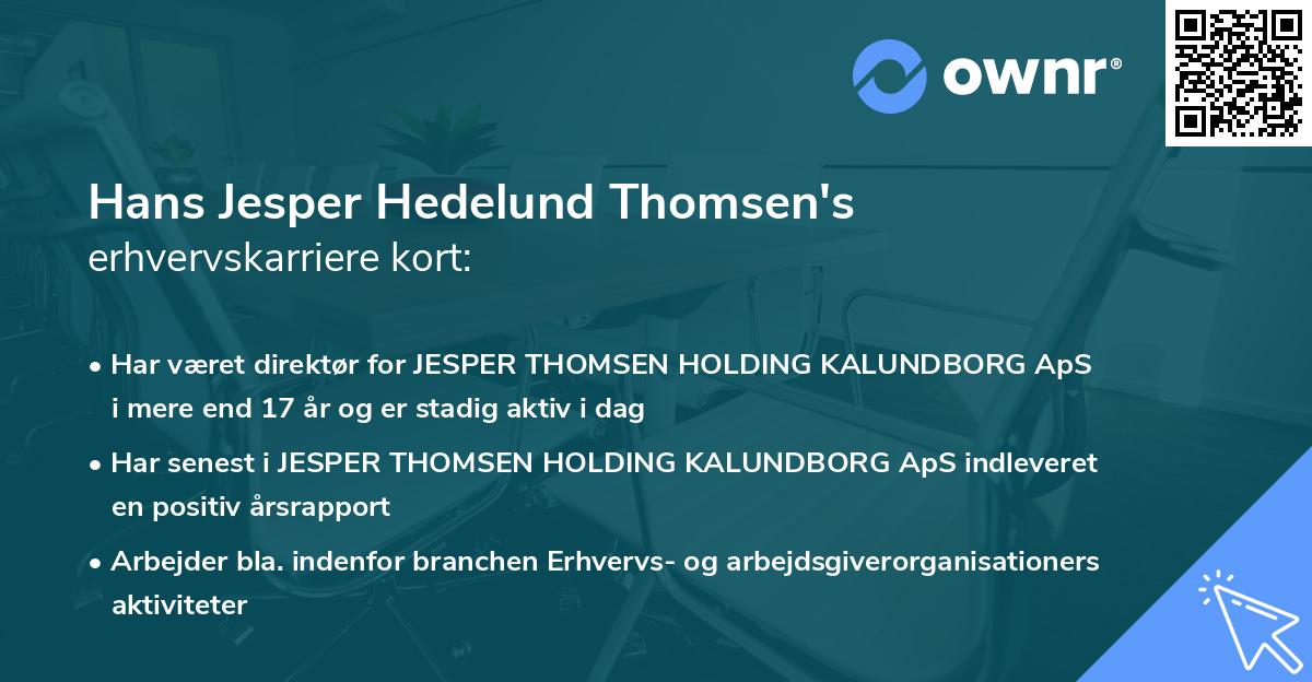 Hans Jesper Hedelund Thomsen's erhvervskarriere kort