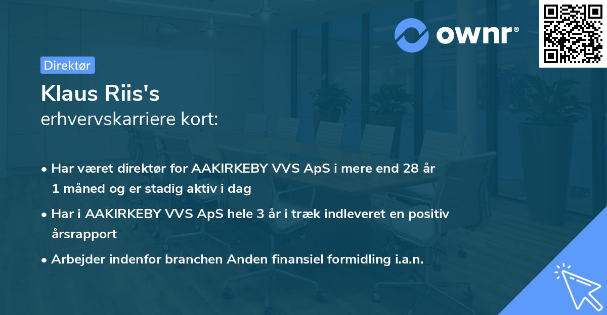 Klaus Riis's erhvervskarriere kort