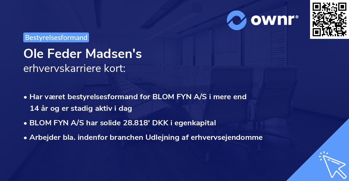 Ole Feder Madsen's erhvervskarriere kort
