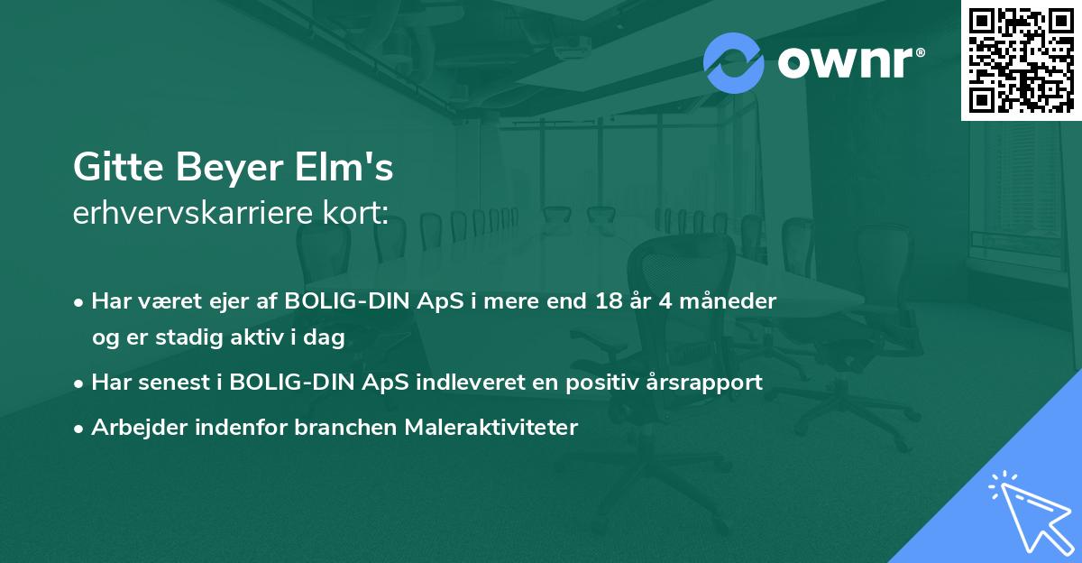 Gitte Beyer Elm's erhvervskarriere kort