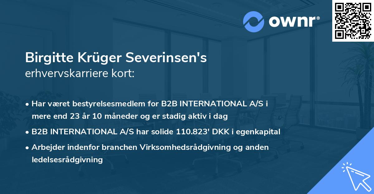 Birgitte Krüger Severinsen's erhvervskarriere kort