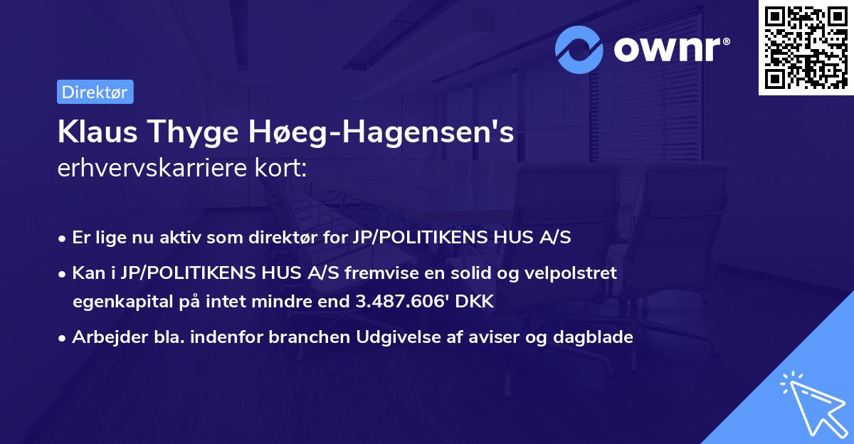 Klaus Thyge Høeg-Hagensen's erhvervskarriere kort