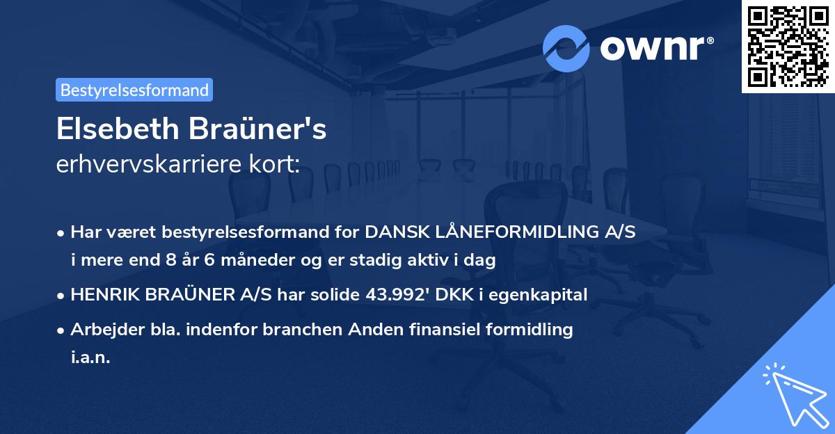 Elsebeth Braüner's erhvervskarriere kort