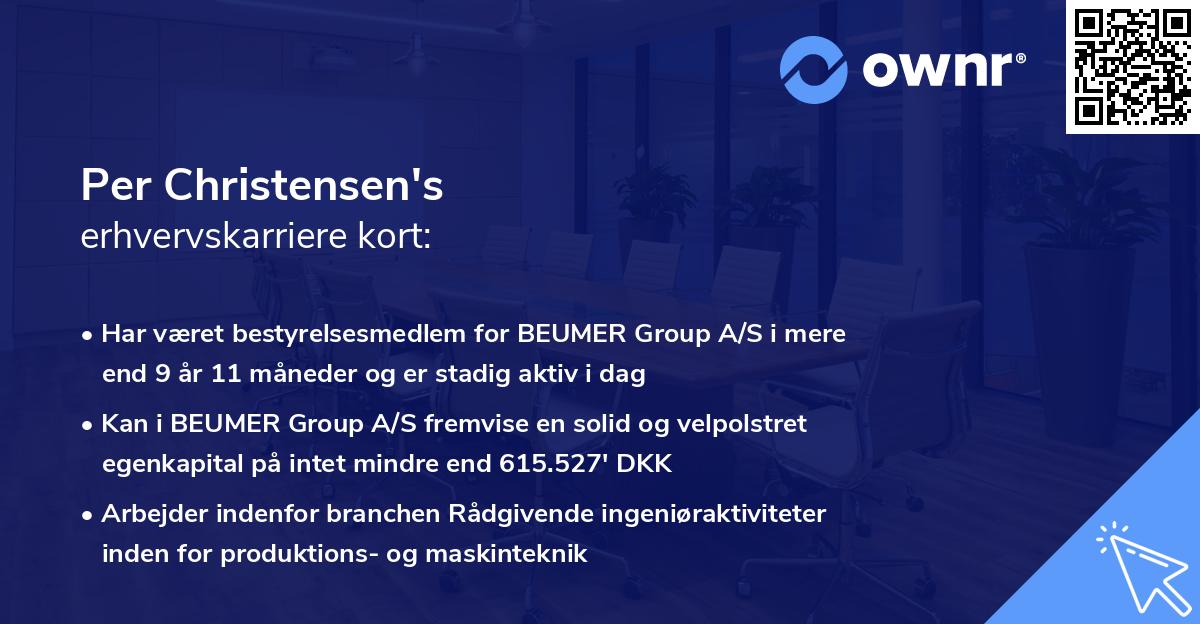Per Christensen's erhvervskarriere kort