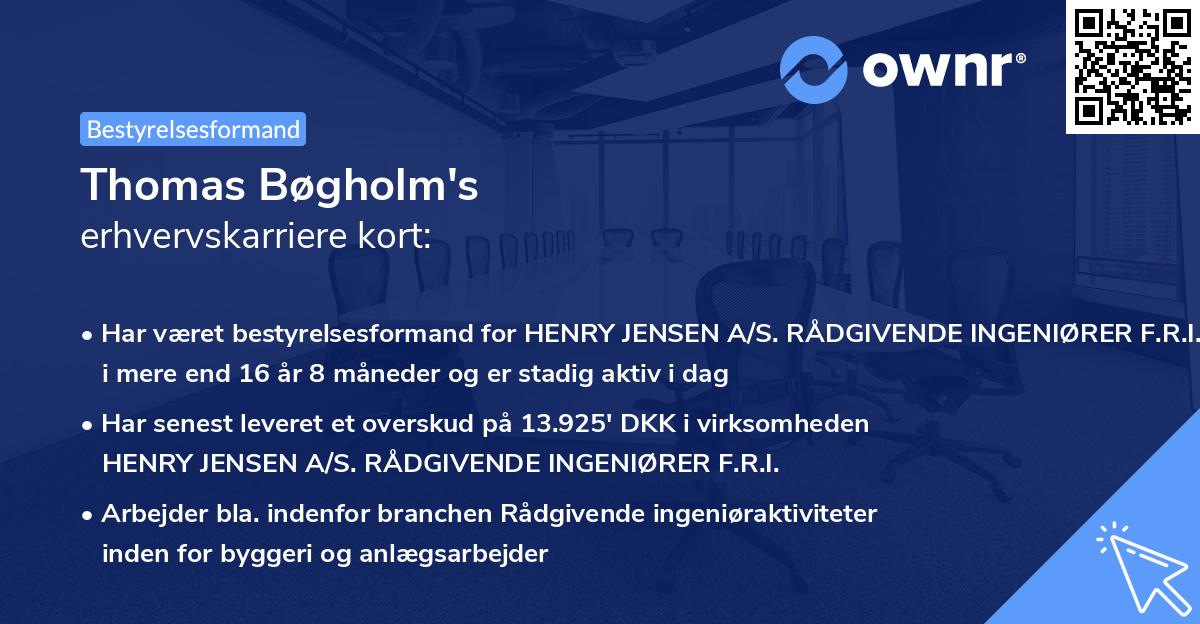 Thomas Bøgholm's erhvervskarriere kort