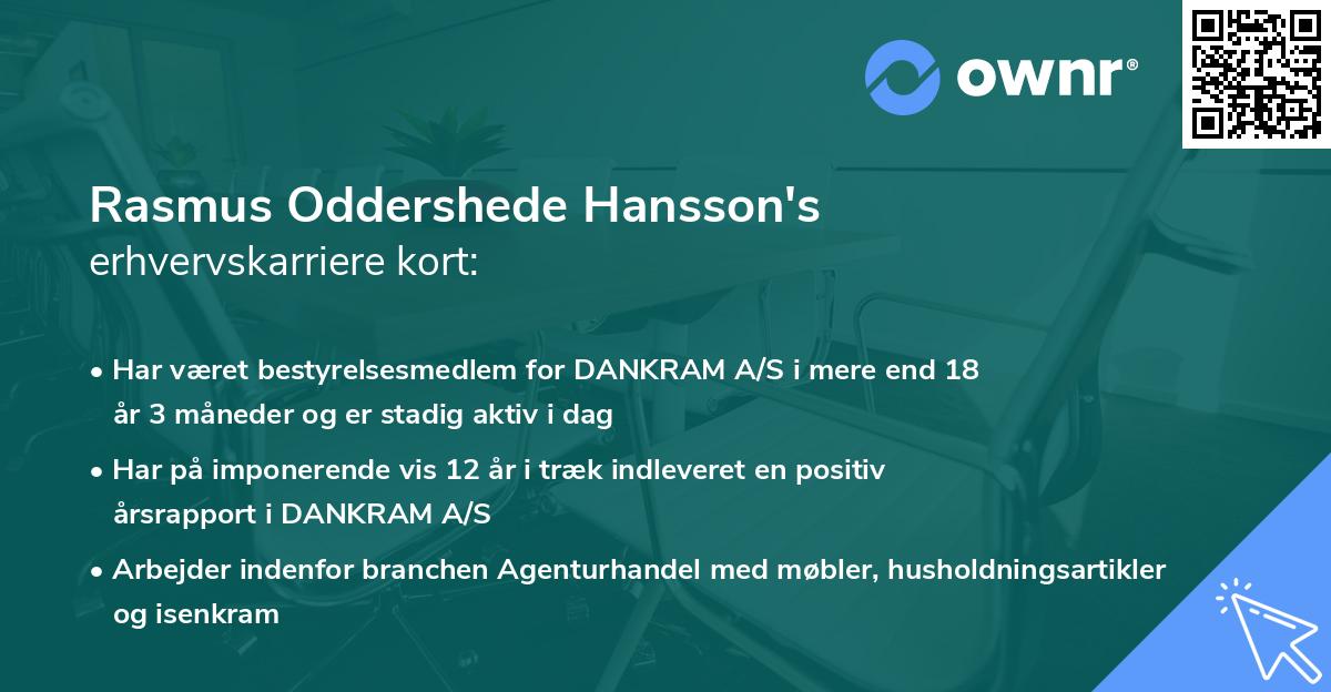 Rasmus Oddershede Hansson's erhvervskarriere kort